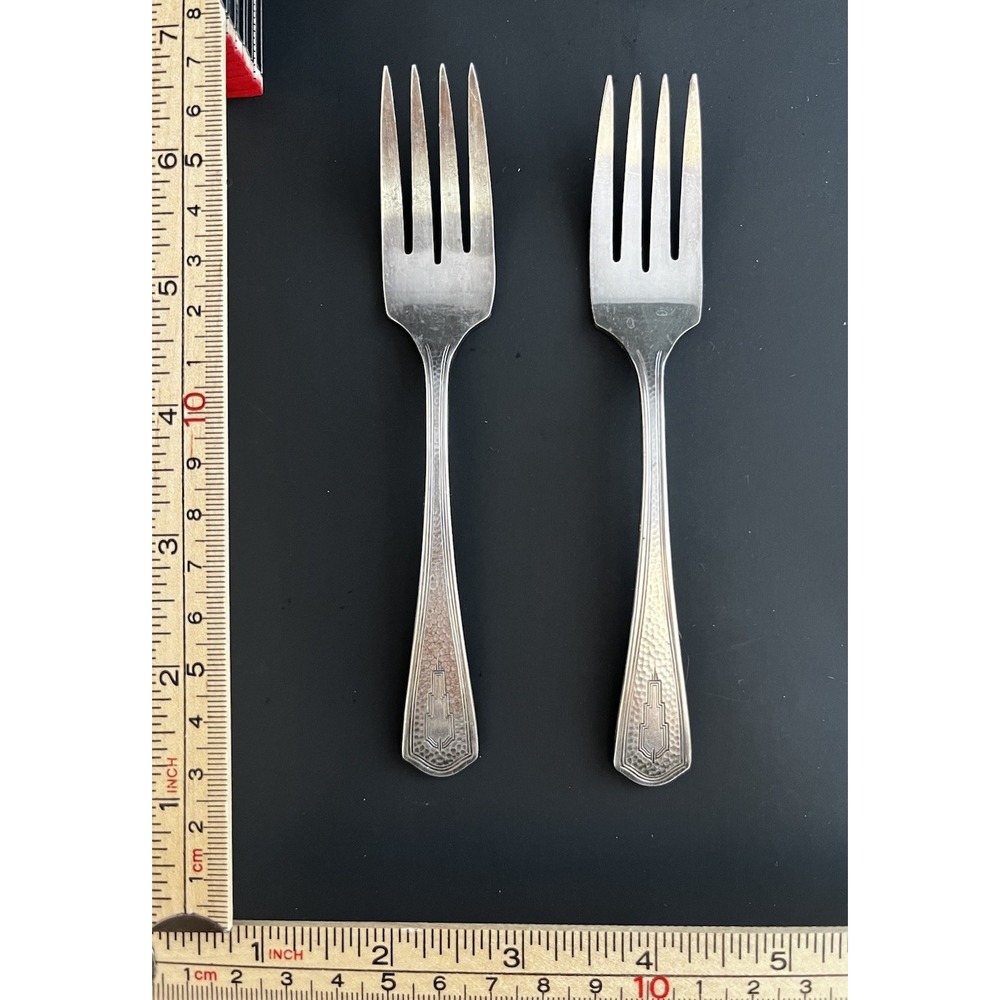 Lot of 2 Oneida Silver BEACON MIAMI 1931 Silverplate Salad Forks Vintage 6.25"